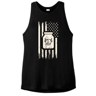 Cow Milk And Usa / American Flag For Dairy Farmer And Milk Lover Great Gift Ladies PosiCharge Tri-Blend Wicking Tank