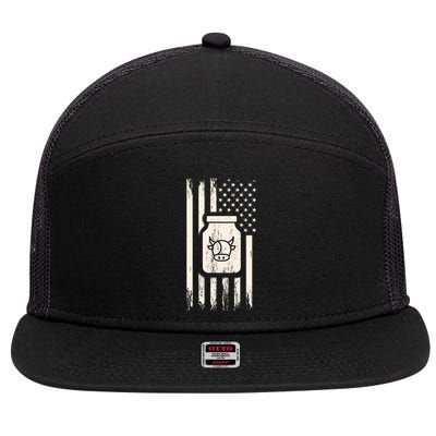 Cow Milk And Usa / American Flag For Dairy Farmer And Milk Lover Great Gift 7 Panel Mesh Trucker Snapback Hat