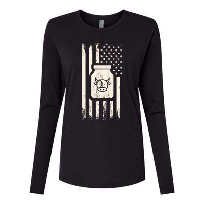 Cow Milk And Usa / American Flag For Dairy Farmer And Milk Lover Great Gift Womens Cotton Relaxed Long Sleeve T-Shirt