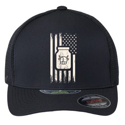 Cow Milk And Usa / American Flag For Dairy Farmer And Milk Lover Great Gift Flexfit Unipanel Trucker Cap