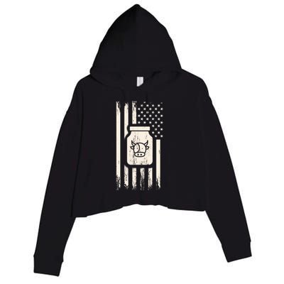 Cow Milk And Usa / American Flag For Dairy Farmer And Milk Lover Great Gift Crop Fleece Hoodie