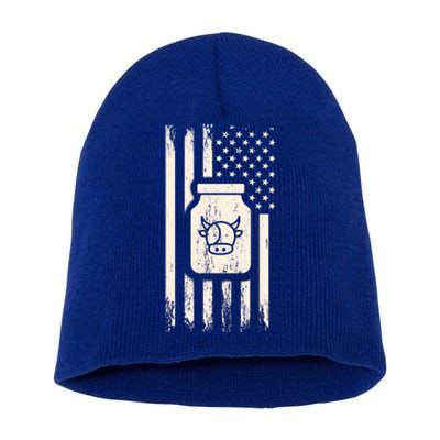 Cow Milk And Usa / American Flag For Dairy Farmer And Milk Lover Great Gift Short Acrylic Beanie