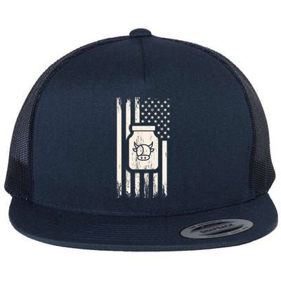 Cow Milk And Usa / American Flag For Dairy Farmer And Milk Lover Great Gift Flat Bill Trucker Hat