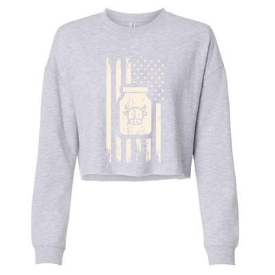 Cow Milk And Usa / American Flag For Dairy Farmer And Milk Lover Great Gift Cropped Pullover Crew