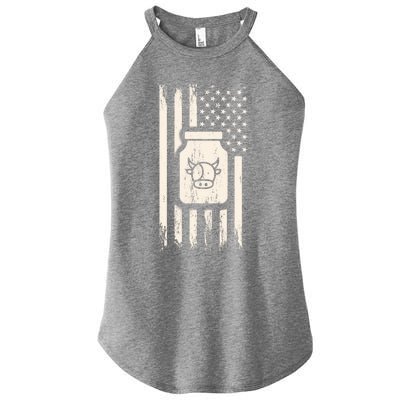 Cow Milk And Usa / American Flag For Dairy Farmer And Milk Lover Great Gift Women’s Perfect Tri Rocker Tank