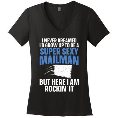 Cool Mailman Art For Postal Worker Post Office Mail Women's V-Neck T-Shirt