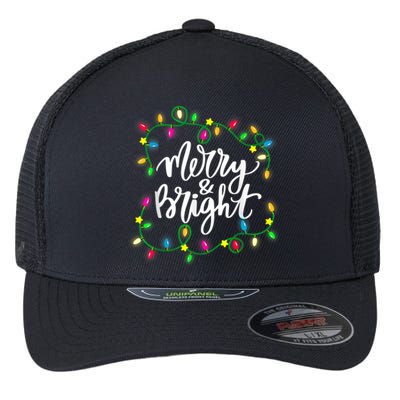 Cute Merry And Bright Christmas Lights Flexfit Unipanel Trucker Cap