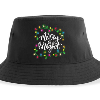 Cute Merry And Bright Christmas Lights Sustainable Bucket Hat