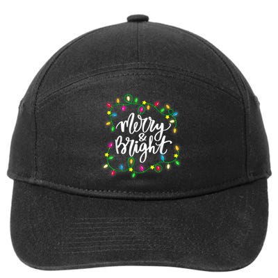 Cute Merry And Bright Christmas Lights 7-Panel Snapback Hat