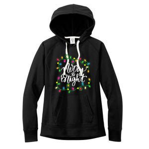 Cute Merry And Bright Christmas Lights Women's Fleece Hoodie