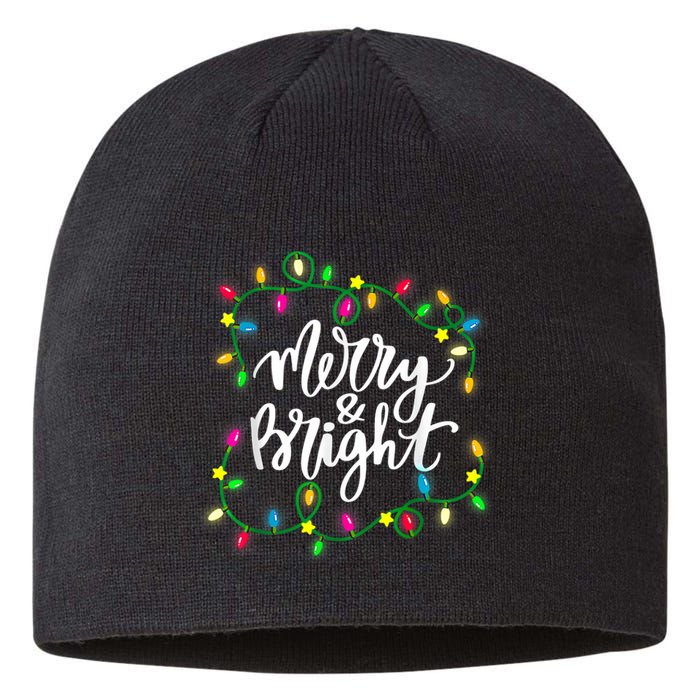 Cute Merry And Bright Christmas Lights Sustainable Beanie