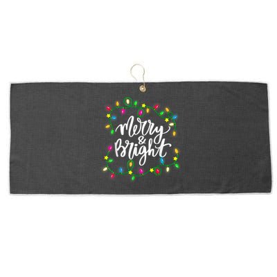 Cute Merry And Bright Christmas Lights Large Microfiber Waffle Golf Towel