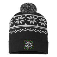 Cute Merry And Bright Christmas Lights USA-Made Snowflake Beanie