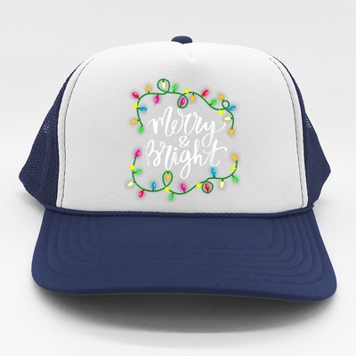 Cute Merry And Bright Christmas Lights Trucker Hat