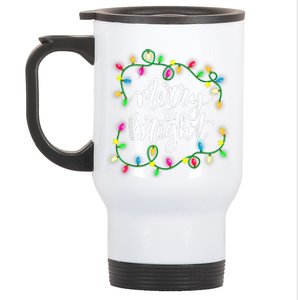 Cute Merry And Bright Christmas Lights Stainless Steel Travel Mug