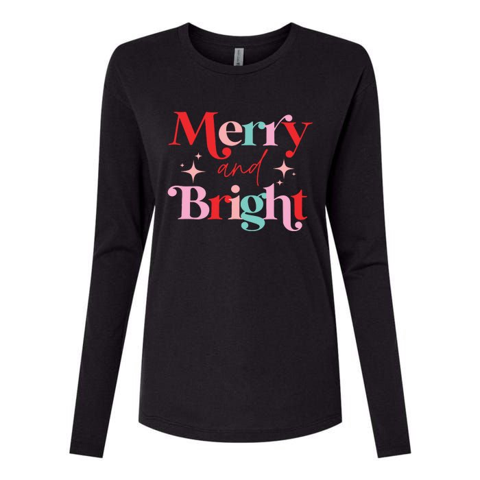 Christmas Merry And Bright Womens Cotton Relaxed Long Sleeve T-Shirt