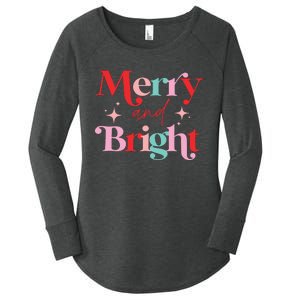 Christmas Merry And Bright Women's Perfect Tri Tunic Long Sleeve Shirt