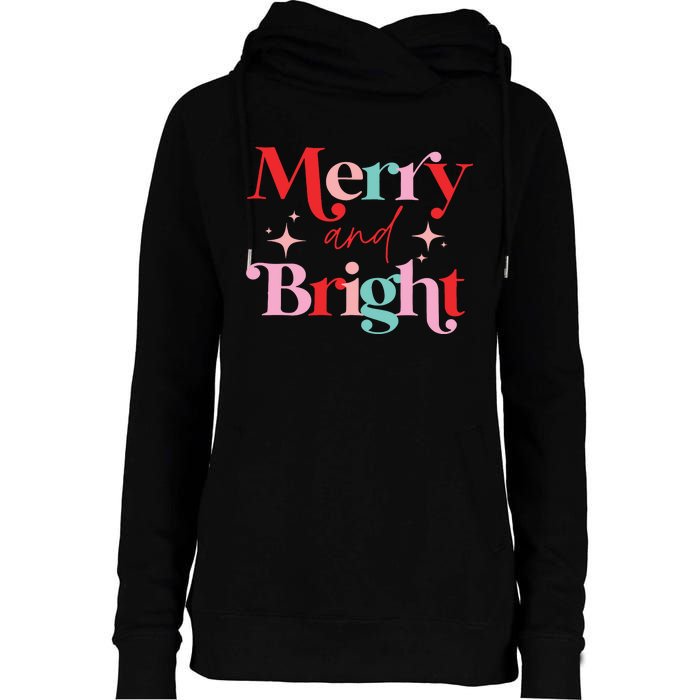 Christmas Merry And Bright Womens Funnel Neck Pullover Hood