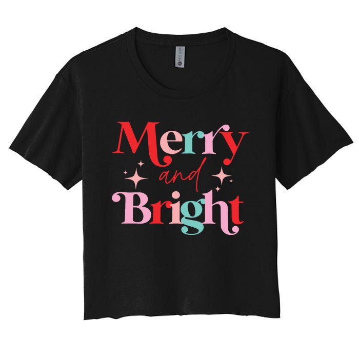 Christmas Merry And Bright Women's Crop Top Tee