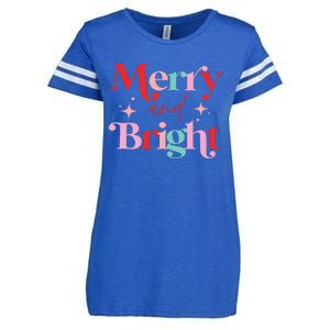 Christmas Merry And Bright Enza Ladies Jersey Football T-Shirt