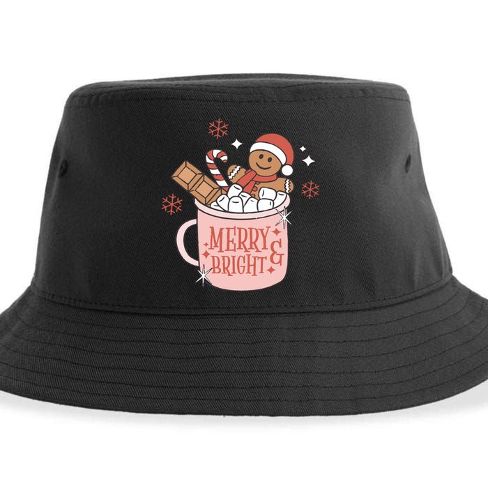 Christmas Merry And Bright Gingerbread Latte Sustainable Bucket Hat