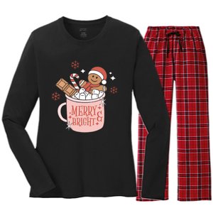 Christmas Merry And Bright Gingerbread Latte Women's Long Sleeve Flannel Pajama Set 