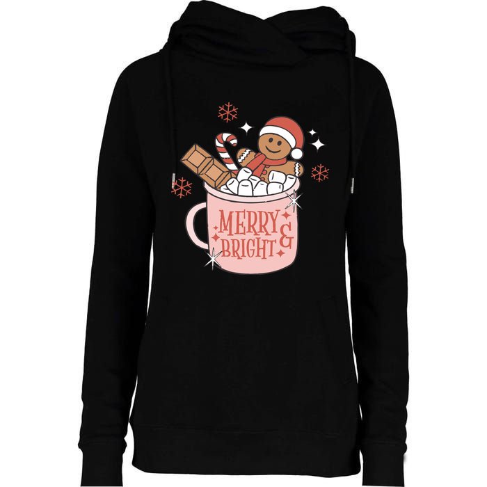 Christmas Merry And Bright Gingerbread Latte Womens Funnel Neck Pullover Hood