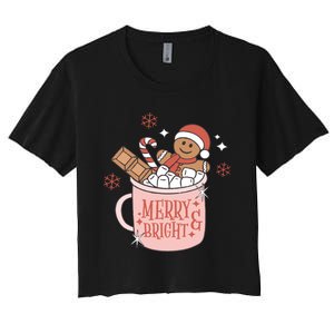 Christmas Merry And Bright Gingerbread Latte Women's Crop Top Tee