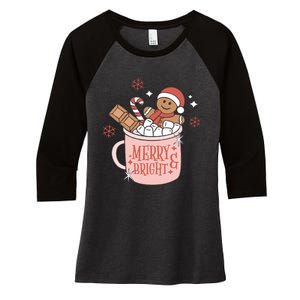 Christmas Merry And Bright Gingerbread Latte Women's Tri-Blend 3/4-Sleeve Raglan Shirt