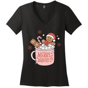 Christmas Merry And Bright Gingerbread Latte Women's V-Neck T-Shirt