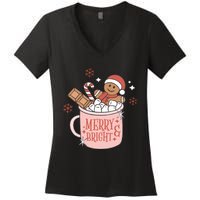 Christmas Merry And Bright Gingerbread Latte Women's V-Neck T-Shirt