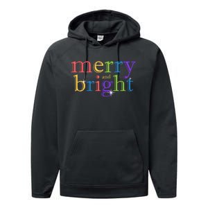 Colorful Merry And Bright Christmas Performance Fleece Hoodie