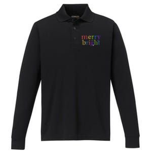 Colorful Merry And Bright Christmas Performance Long Sleeve Polo