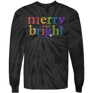 Colorful Merry And Bright Christmas Tie-Dye Long Sleeve Shirt