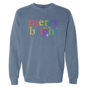 Colorful Merry And Bright Christmas Garment-Dyed Sweatshirt