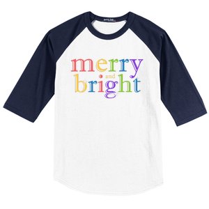 Colorful Merry And Bright Christmas Baseball Sleeve Shirt