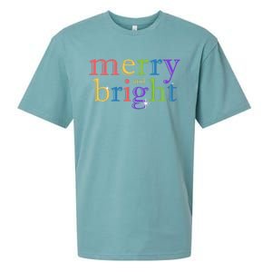 Colorful Merry And Bright Christmas Sueded Cloud Jersey T-Shirt