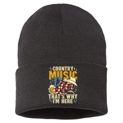 Country Music And Beer That's Why I'm Here T Funny Sustainable Knit Beanie