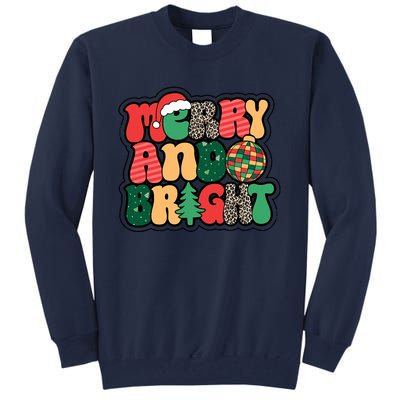 Cute Merry And Bright Christmas Xmas Tree Discoball Tall Sweatshirt