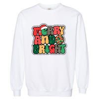 Cute Merry And Bright Christmas Xmas Tree Discoball Garment-Dyed Sweatshirt