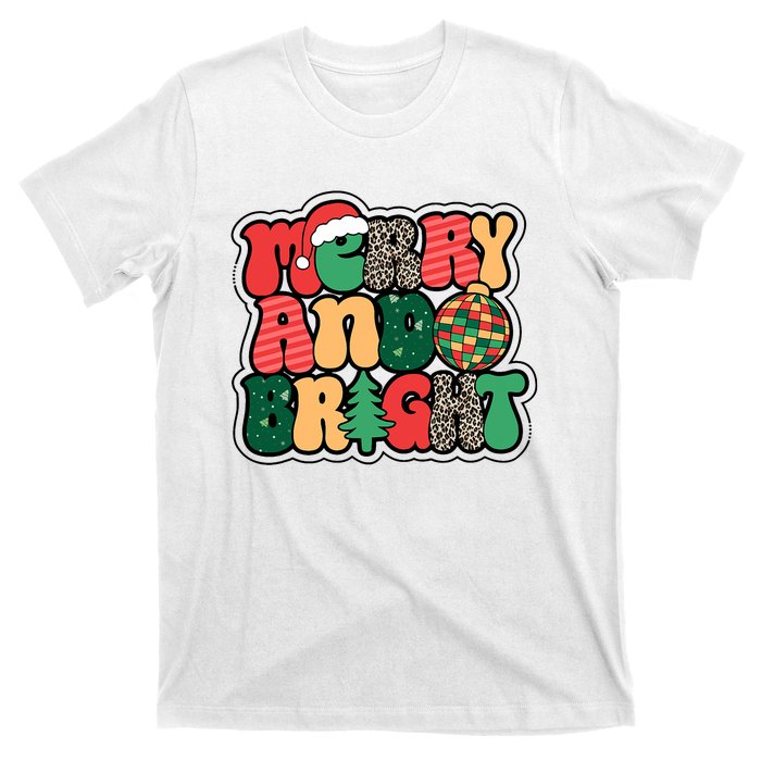 Cute Merry And Bright Christmas Xmas Tree Discoball T-Shirt