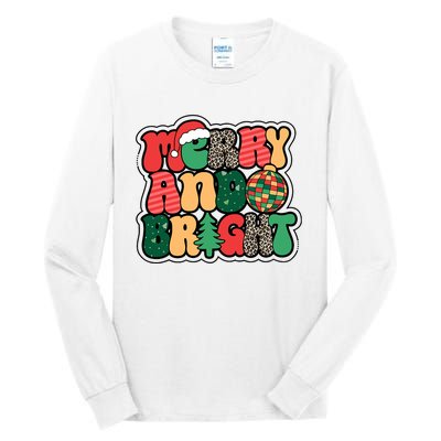 Cute Merry And Bright Christmas Xmas Tree Discoball Tall Long Sleeve T-Shirt