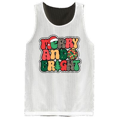 Cute Merry And Bright Christmas Xmas Tree Discoball Mesh Reversible Basketball Jersey Tank