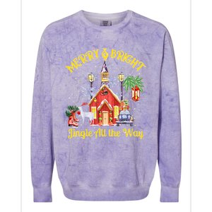 Cute Merry And Bright Jingle All The Way Colorful Christmas Colorblast Crewneck Sweatshirt