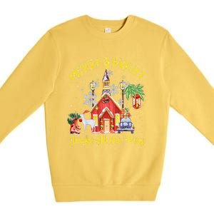 Cute Merry And Bright Jingle All The Way Colorful Christmas Premium Crewneck Sweatshirt