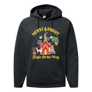 Cute Merry And Bright Jingle All The Way Colorful Christmas Performance Fleece Hoodie