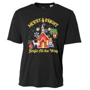 Cute Merry And Bright Jingle All The Way Colorful Christmas Cooling Performance Crew T-Shirt