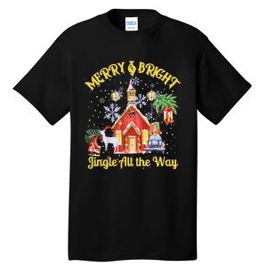 Cute Merry And Bright Jingle All The Way Colorful Christmas Tall T-Shirt