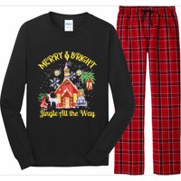 Cute Merry And Bright Jingle All The Way Colorful Christmas Long Sleeve Pajama Set