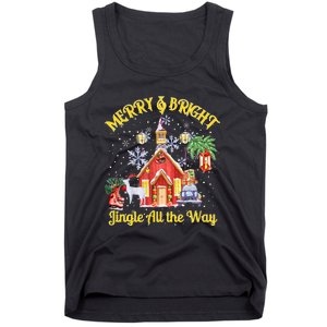 Cute Merry And Bright Jingle All The Way Colorful Christmas Tank Top